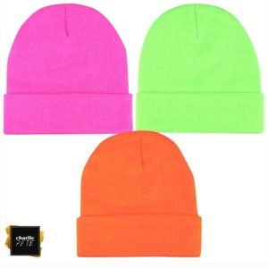 3-Pack Neon Knit Beanies